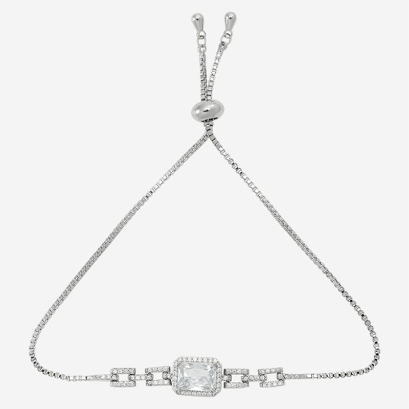 Women Rhodium Plated Cubic Zirconia Wraparound Bracelet