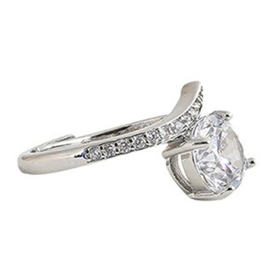 Silver-Toned & Rhinestones Studded Finger Ring