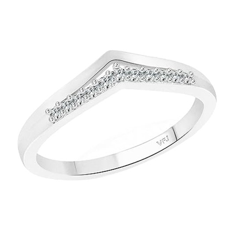 Women Rhodium-Plated CZ-Studded Finger Ring