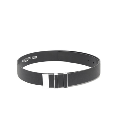 Men Black Textured Leather Belt