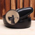 Men Black Solid Artificial Leather Belt