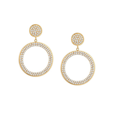 Gold-Plated & White Contemporary Drop Earrings