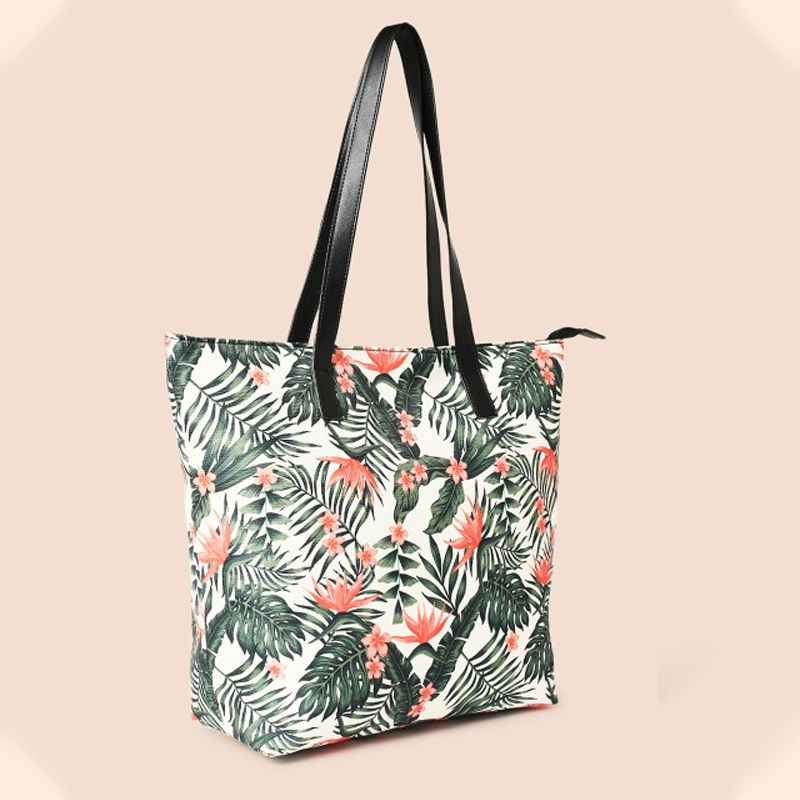 Floral Printed Structured Tote Bag