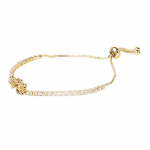 Women Gold-Toned Brass American Diamond Gold-Plated Charm Bracelet