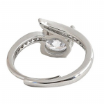 Silver-Toned & Rhinestones Studded Finger Ring