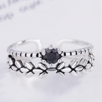 Silver-Plated CZ-Studded Adjustable Finger Ring