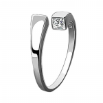 Silver-Plated CZ Studded Finger Ring