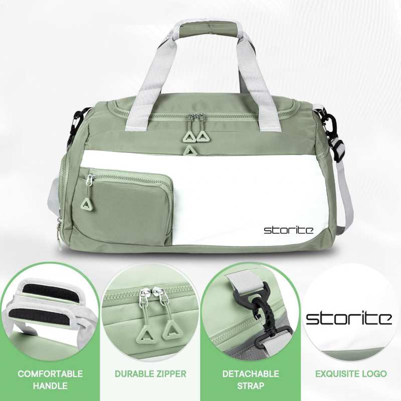 Nylon 50 cms Imported Travel Duffle Bag Multi- Pocket Sports Shoulder Bag for Women