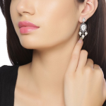 Gold-Plated Kundan Studded Contemporary Antique Drop Earrings